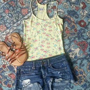 3 for $15 Yellow Floral Tank Top